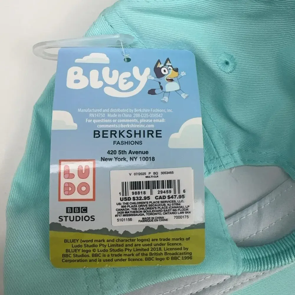 Bluey Baseball Hat 24M-3TM Light Blue Bingo Balloon Graphic Cotton Cap